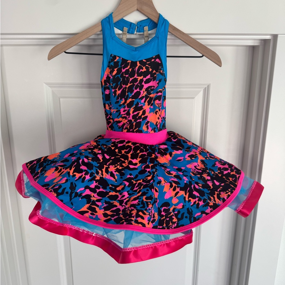 Colorful Leopard Print Kids Dance Costume